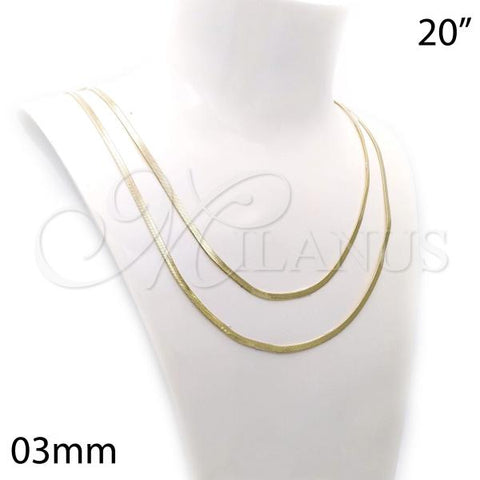 Oro Laminado Basic Necklace, Gold Filled Style Herringbone Design, Polished, Golden Finish, 04.213.0173.20