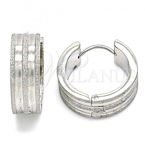 Stainless Steel Huggie Hoop, Matte Finish, Steel Finish, 02.230.0058.20