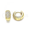 Oro Laminado Huggie Hoop, Gold Filled Style with White Micro Pave, Polished, Golden Finish, 02.195.0130.12