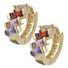 Oro Laminado Huggie Hoop, Gold Filled Style with Multicolor Cubic Zirconia, Polished, Golden Finish, 02.97.0103.1