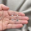 Sterling Silver Stud Earring, Heart Design, Diamond Cutting Finish, Silver Finish, 02.399.0063