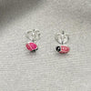Sterling Silver Stud Earring, Ladybug Design, Pink Enamel Finish, Silver Finish, 02.406.0001.02