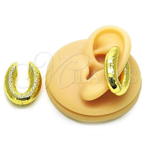Oro Laminado Earcuff Earring, Gold Filled Style Chunky Design, Polished, Golden Finish, 02.368.0105.25