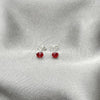 Sterling Silver Stud Earring, with Ruby Cubic Zirconia, Polished, Silver Finish, 02.397.0039.07