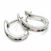 Sterling Silver Huggie Hoop, with Multicolor Cubic Zirconia, Polished, Rhodium Finish, 02.332.0049.12