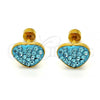 Stainless Steel Stud Earring, Heart Design, with Aqua Blue Crystal, Polished, Golden Finish, 02.271.0022.10