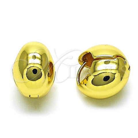 Oro Laminado Huggie Hoop, Gold Filled Style Chunky and Hollow Design, Polished, Golden Finish, 02.341.0170.16