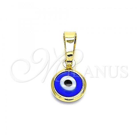 Oro Laminado Fancy Pendant, Gold Filled Style Evil Eye Design, Blue Resin Finish, Golden Finish, 05.63.1162