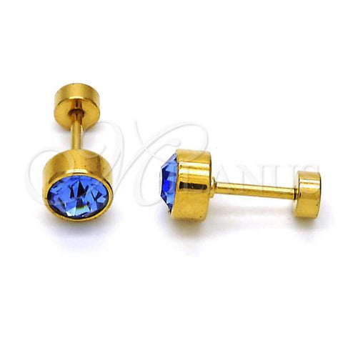Stainless Steel Stud Earring, with Blue Shade Crystal, Polished, Golden Finish, 02.271.0008.7