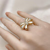 Oro Laminado Multi Stone Ring, Gold Filled Style Bow Design, with White Cubic Zirconia, Polished, Golden Finish, 01.60.0022