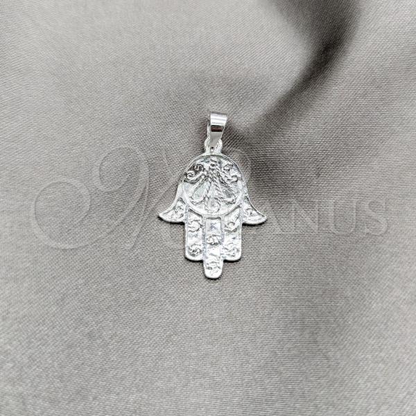 Sterling Silver Religious Pendant, Hand of God Design, Polished, Silver Finish, 05.392.0048