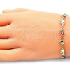 Oro Laminado Fancy Bracelet, Gold Filled Style Elephant Design, Multicolor Enamel Finish, Golden Finish, 03.386.0011.07