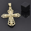 Oro Laminado Religious Pendant, Gold Filled Style Crucifix Design, Diamond Cutting Finish, Golden Finish, 5.192.005
