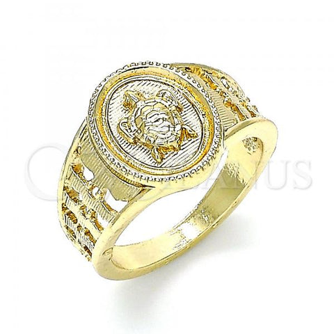 Oro Laminado Elegant Ring, Gold Filled Style Turtle Design, Polished, Golden Finish, 01.351.0011.08 (Size 8)