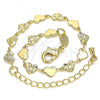 Oro Laminado Fancy Bracelet, Gold Filled Style Heart Design, Polished, Golden Finish, 03.145.0010.06