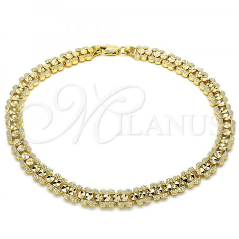 Oro Laminado Fancy Anklet, Gold Filled Style Polished, Golden Finish, 03.100.0052.10