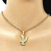 Oro Laminado Fancy Pendant, Gold Filled Style Eagle Design, Diamond Cutting Finish, Golden Finish, 5.183.019