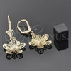 Oro Laminado Dangle Earring, Gold Filled Style Flower Design, Golden Finish, 89.014