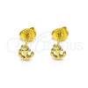 Oro Laminado Stud Earring, Gold Filled Style Anchor Design, Polished, Golden Finish, 02.213.0403