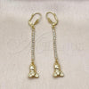 Oro Laminado Long Earring, Gold Filled Style Teddy Bear Design, with Cubic Zirconia, Golden Finish, 5.110.002