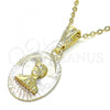 Oro Laminado Religious Pendant, Gold Filled Style Diamond Cutting Finish, Tricolor, 05.351.0195