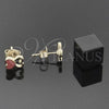 Oro Laminado Stud Earring, Gold Filled Style Heart Design, Orange Enamel Finish, Golden Finish, 02.64.0386 *PROMO*
