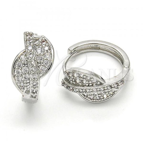 Rhodium Plated Huggie Hoop, with White Cubic Zirconia, Polished, Rhodium Finish, 02.210.0088.3.20
