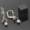 Oro Laminado Dangle Earring, Gold Filled Style Heart Design, with White Cubic Zirconia, Polished, Golden Finish, 5.073.008