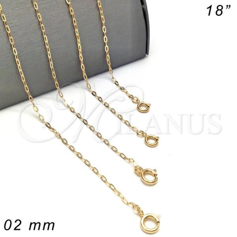 Oro Laminado Basic Necklace, Gold Filled Style Paperclip Design, Polished, Golden Finish, 04.09.0192.18