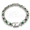 Rhodium Plated Tennis Bracelet, with Green and White Cubic Zirconia, Polished, Rhodium Finish, 03.210.0076.6.08