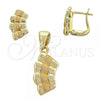 Oro Laminado Earring and Pendant Adult Set, Gold Filled Style Polished, Golden Finish, 10.59.0137
