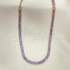 Oro Laminado Fancy Necklace, Gold Filled Style with Amethyst Cubic Zirconia, Polished, Golden Finish, 04.130.0001.6.12