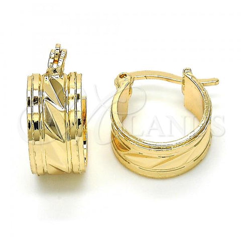 Oro Laminado Small Hoop, Gold Filled Style Diamond Cutting Finish, Golden Finish, 02.261.0017.15