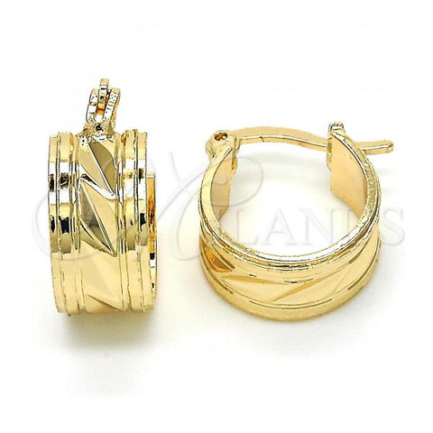 Oro Laminado Small Hoop, Gold Filled Style Diamond Cutting Finish, Golden Finish, 02.261.0017.15