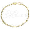 Oro Laminado Basic Anklet, Gold Filled Style Figaro Design, Polished, Golden Finish, 04.213.0144.10