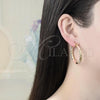 Oro Laminado Medium Hoop, Gold Filled Style Diamond Cutting Finish, Tricolor, 02.170.0125.1.40