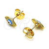 Oro Laminado Stud Earring, Gold Filled Style Evil Eye Design, Light Blue Enamel Finish, Golden Finish, 02.213.0398.1