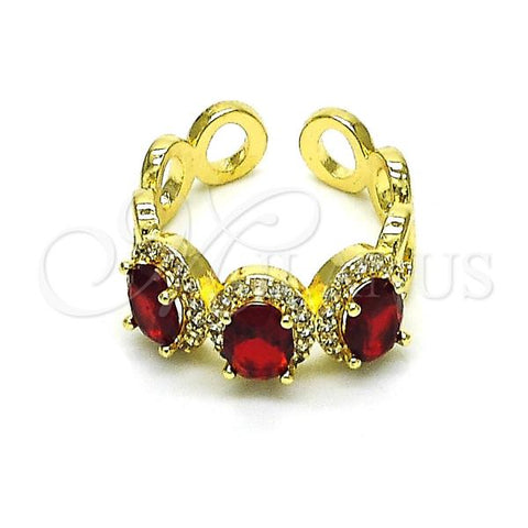 Oro Laminado Multi Stone Ring, Gold Filled Style with Garnet Cubic Zirconia and White Micro Pave, Polished, Golden Finish, 01.284.0089.2