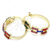 Oro Laminado Small Hoop, Gold Filled Style with Multicolor Crystal, Polished, Golden Finish, 02.100.0073.4.20