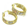 Oro Laminado Medium Hoop, Gold Filled Style Guadalupe Design, Polished, Tricolor, 02.380.0096.30