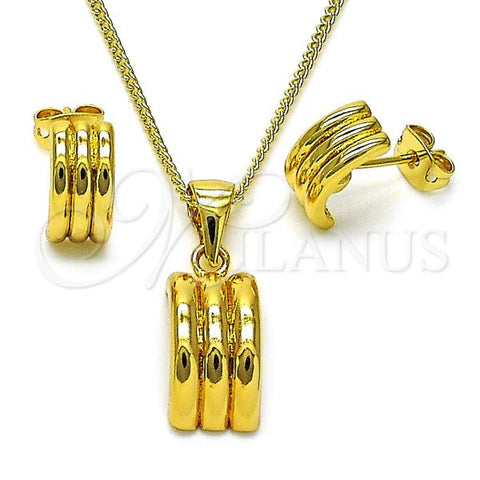Oro Laminado Earring and Pendant Adult Set, Gold Filled Style Polished, Golden Finish, 10.342.0178