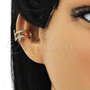 Oro Laminado Earcuff Earring, Gold Filled Style Cross Design, with White Micro Pave, Polished, Golden Finish, 02.210.0676