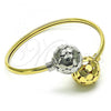 Oro Laminado Individual Bangle, Gold Filled Style Ball and Disco Design, Polished, Two Tone, 07.383.0004