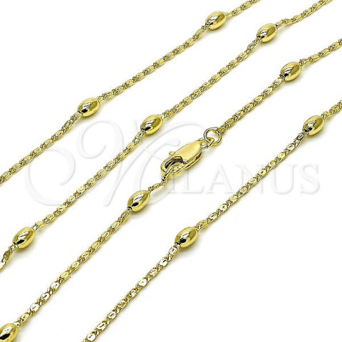 Oro Laminado Basic Necklace, Gold Filled Style Ball Design, Polished, Golden Finish, 04.213.0278.24