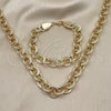 Oro Laminado Necklace and Bracelet, Gold Filled Style Chunky Design, Polished, Golden Finish, 06.331.0001