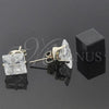 Oro Laminado Stud Earring, Gold Filled Style with White Cubic Zirconia, Polished, Golden Finish, 5.128.033