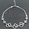 Sterling Silver Fancy Bracelet, Heart Design, with White Cubic Zirconia, Polished, Silver Finish, 03.400.0009.07
