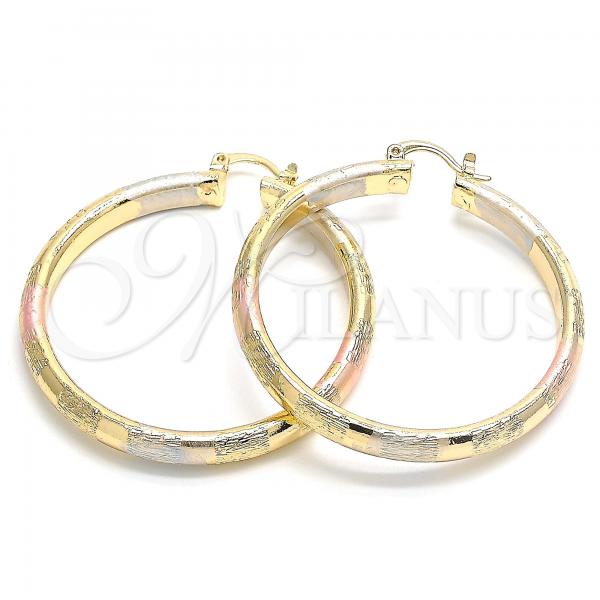 Oro Laminado Large Hoop, Gold Filled Style Polished, Tricolor, 02.170.0184.1.50