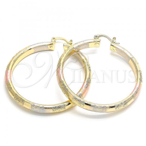 Oro Laminado Large Hoop, Gold Filled Style Polished, Tricolor, 02.170.0184.1.50