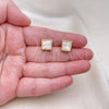 Oro Laminado Stud Earring, Gold Filled Style with White Opal, Polished, Golden Finish, 02.342.0313